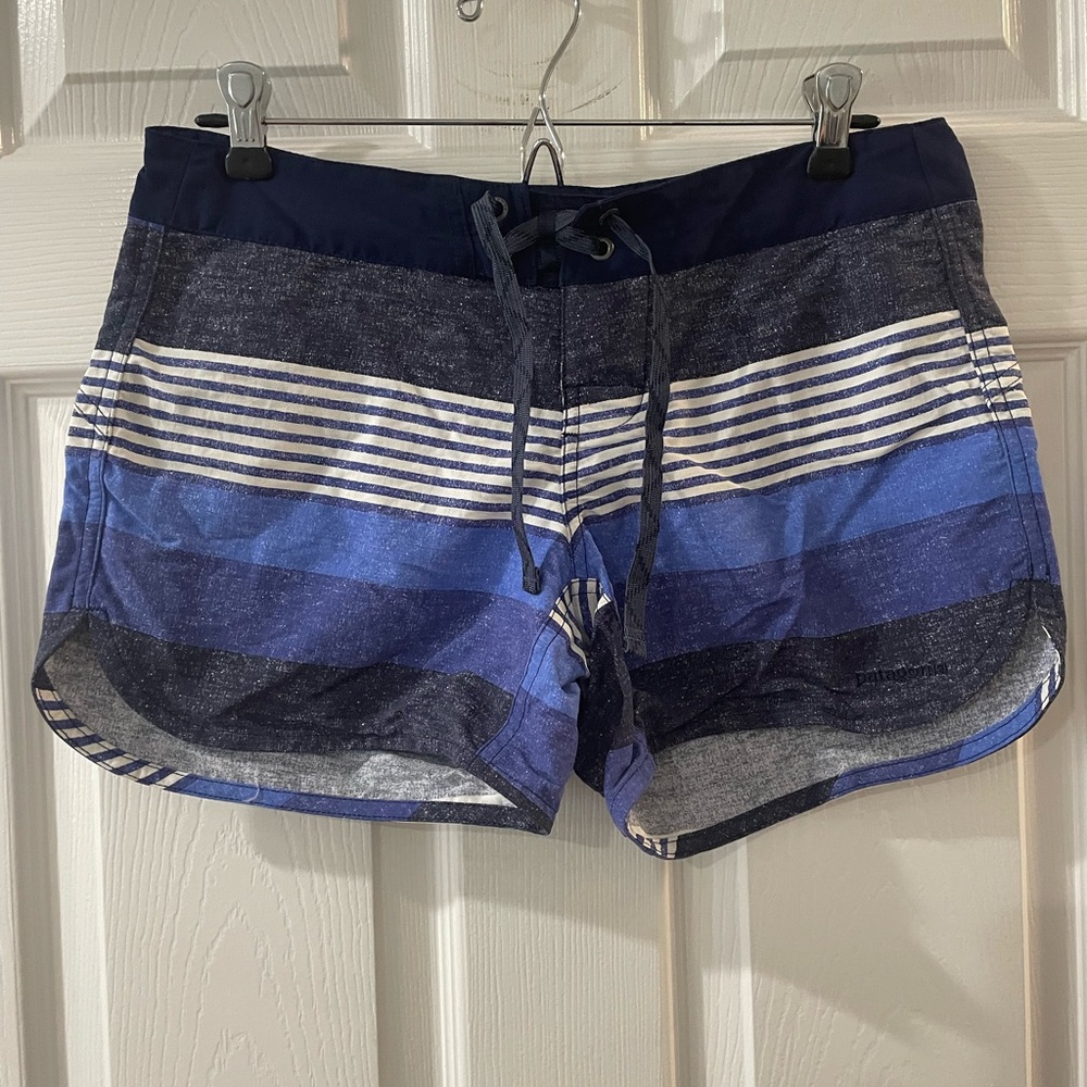 Patagonia Women’s Blue Striped Surf Shorts
